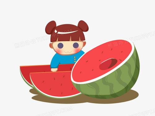卡通女孩吃瓜,卡通女孩的甜蜜瓜趣时光